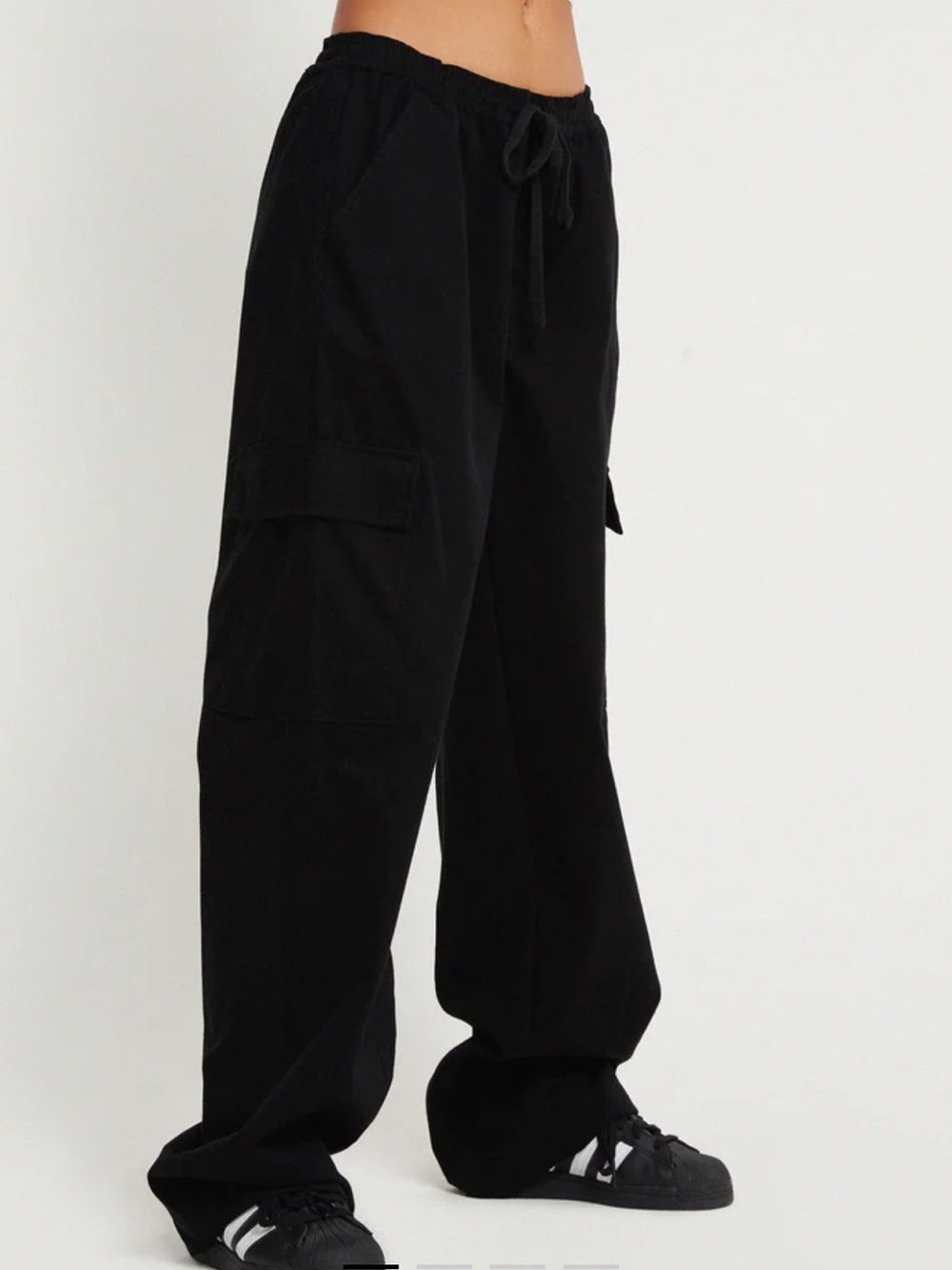 Motel Rocks Geona Wide Leg Cargo Trousers - Black